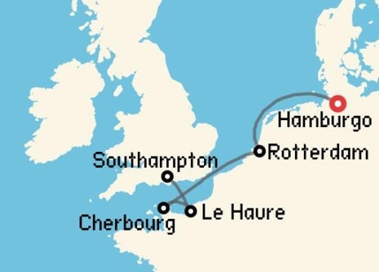 Itinerario del Crucero Báltico y Norte de Europa desde Hamburgo MSC Cruceros