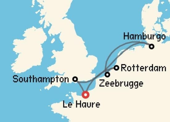 Itinerario del Crucero Báltico y Norte de Europa desde Le Havre - París MSC Cruceros