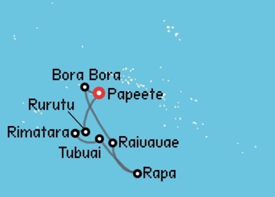Itinerario del Crucero Australia y Pacífico desde Papeete Aranui