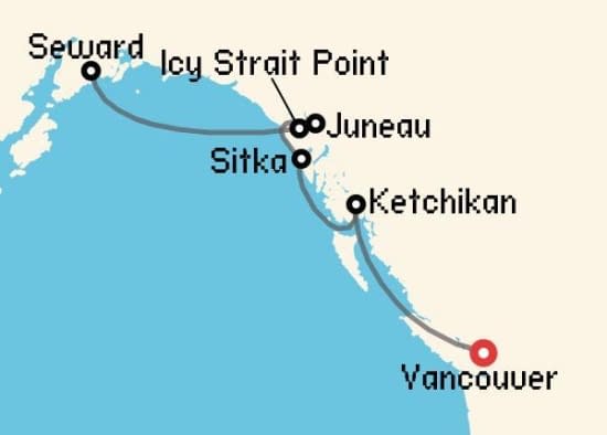 Itinerario del Crucero Alaska desde Vancouver Celebrity Cruises