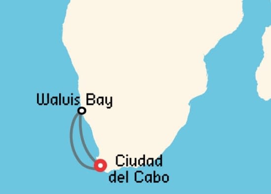Itinerario del Crucero África desde Ciudad del Cabo MSC Cruceros