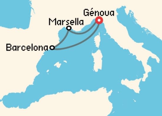 Itinerario del Crucero Mediterráneo desde Génova MSC Cruceros