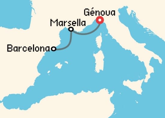 Itinerario del Crucero Mediterráneo desde Génova MSC Cruceros