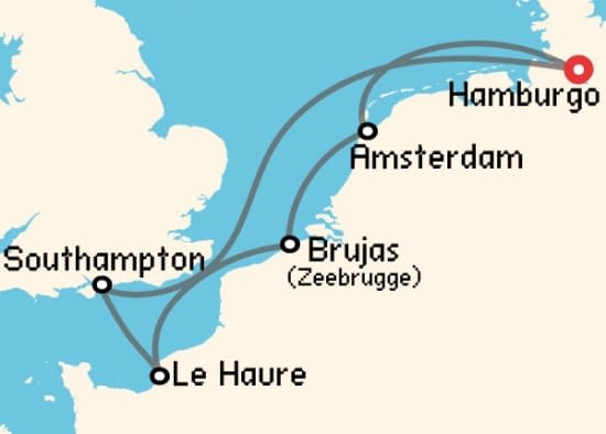 Itinerario del Crucero Báltico y Norte de Europa desde Hamburgo MSC Cruceros