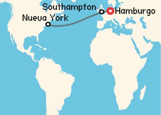 Itinerario del Crucero Transatlánticos desde Hamburgo Cunard