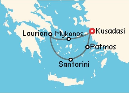 Itinerario del Crucero Islas Griegas desde Kusadasi Celestyal Cruises