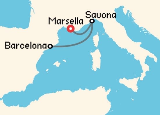 Itinerario del Crucero Mediterráneo desde Marsella Costa Cruceros