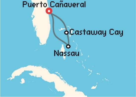 Itinerario del Crucero Caribe desde Puerto Cañaveral Disney Cruise Line