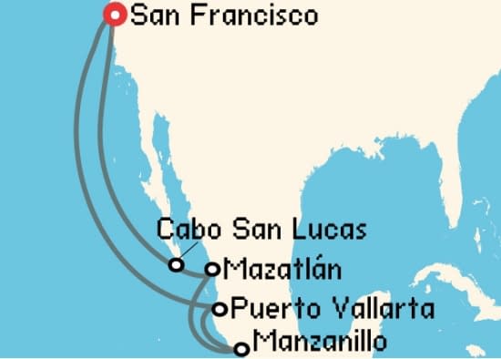 Itinerario del Crucero Riviera Mexicana desde San Francisco Princess Cruises