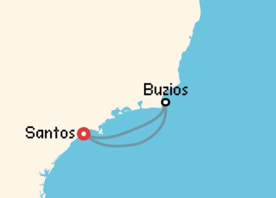 Itinerario del Crucero Sudamérica desde Santos - Sao Paulo MSC Cruceros