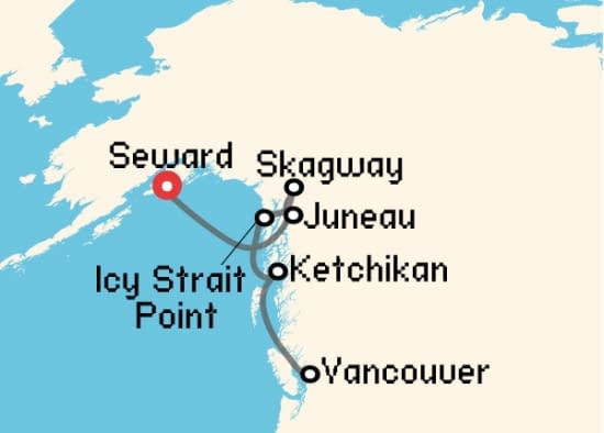 Itinerario del Crucero Alaska desde Seward - Alaska Celebrity Cruises