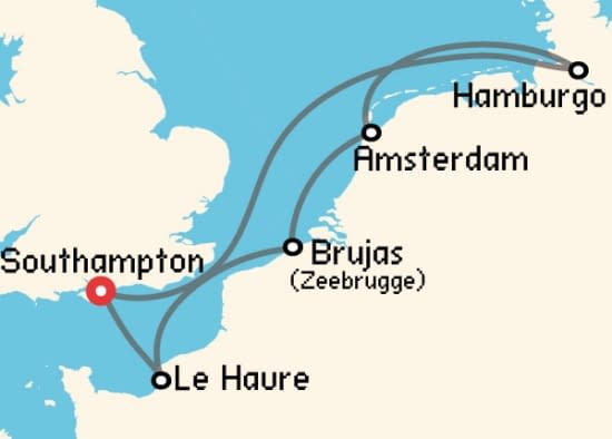 Itinerario del Crucero Báltico y Norte de Europa desde Southampton MSC Cruceros