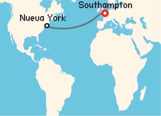 Itinerario del Crucero Transatlánticos desde Southampton Cunard