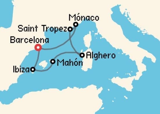 Itinerario del Crucero Mediterráneo desde Barcelona Explora Journeys