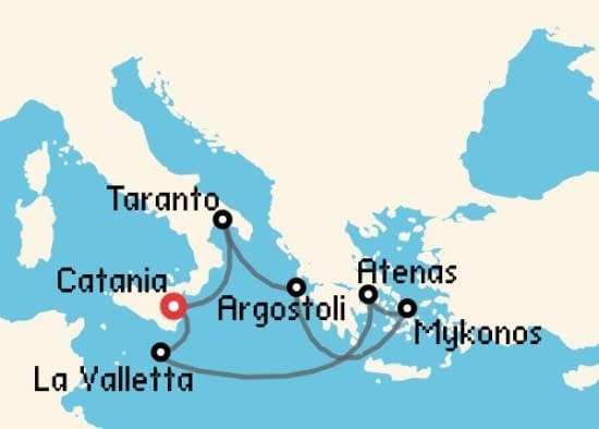 Itinerario del Crucero Islas Griegas desde Catania - Sicilia Costa Cruceros