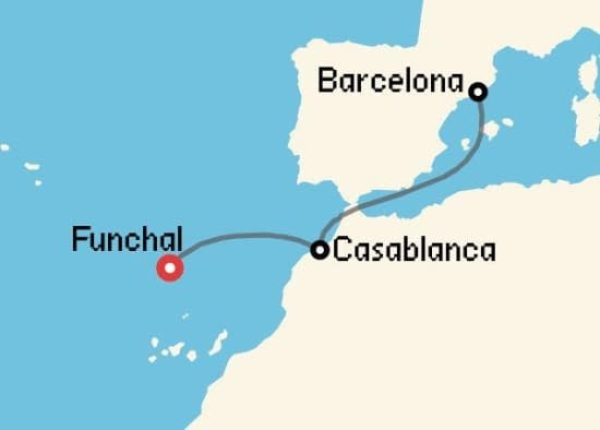 Itinerario del Crucero Mediterráneo desde Funchal - Madeira Costa Cruceros