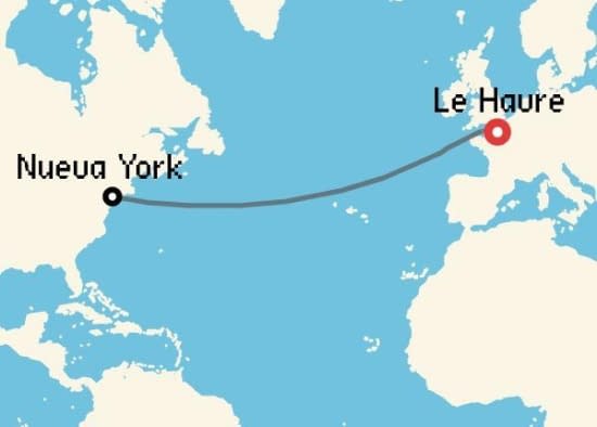 Itinerario del Crucero Transatlánticos desde Le Havre - París Cunard
