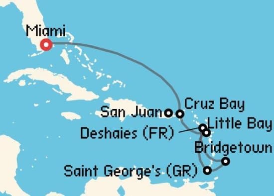 Itinerario del Crucero Caribe desde Miami Explora Journeys