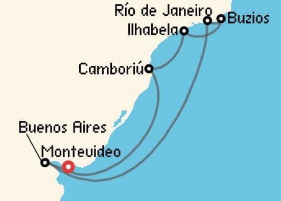 Itinerario del Crucero Sudamérica desde Montevideo MSC Cruceros